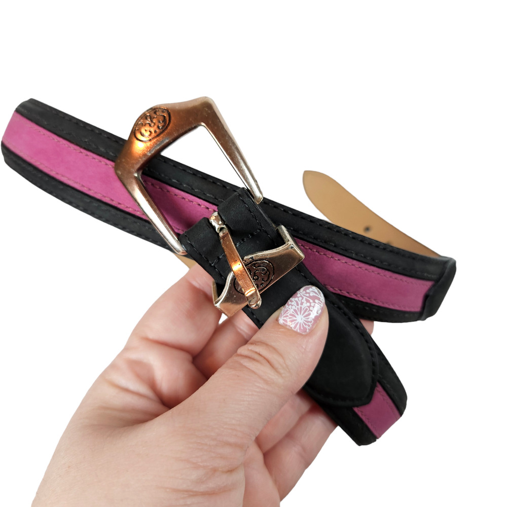 Ashworth Oil Tanned NuBuck‎ Two Color Purple Black Belt Women's Medium